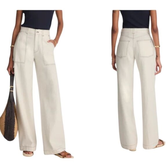 Madewell Denim - NWT Madewell Superwide-Leg Utility Jeans Canvas Beige Cream White Sz 33